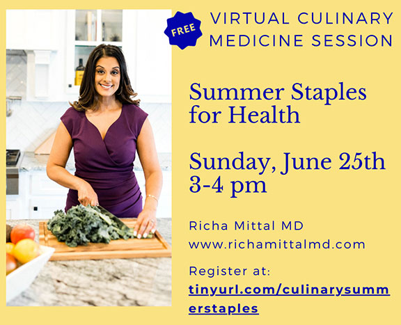 Dr Richa Mittal, for a 1 hr virtual culinary 